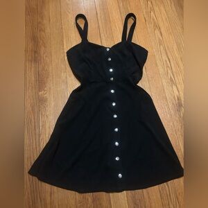 Vintage 90s Y2K little black dress small sweetheart neck button down